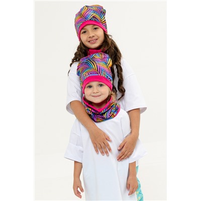 Детская комплект шапка и шарф для девочки Малиновый