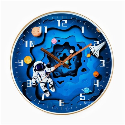 Часы настенные, серия: Детские, "Космос", плавный ход, d-30 см, микс