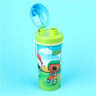 Бутылка детская «Ми-Ми-Мишки» с петлей, 400 мл., цвет зеленый