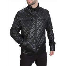 A198 BLACK Куртка из эко-кожи мужская (50 гр. синтепон)