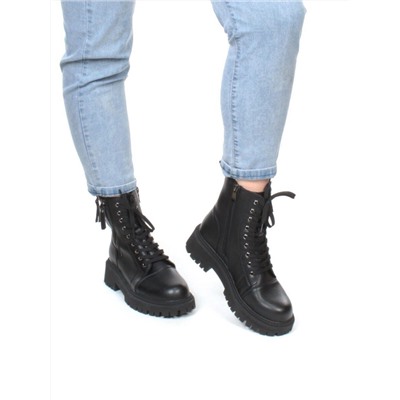 01-5275-1 BLACK Ботинки демисезонные женские (искусственная кожа, байка)