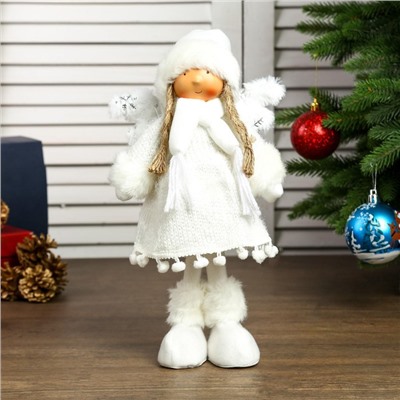 Кукла интерьерная "Ангелочек Геля в белом платье" 28х8х14 см