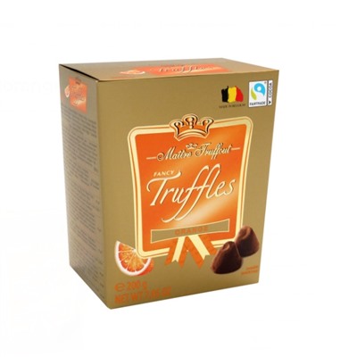 Шоколадные конфеты "Трюфель с какао" со вкусом апельсина Maitre Truffout 200 гр
