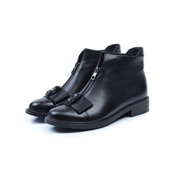 01-CA104-1 BLACK Ботинки женские (натуральная кожа, байка)