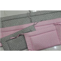 Бортик в детскую кроватку комбинированный (БРК) для девочки (розовый с серым)
