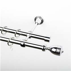 Карниз металлический стыкованный, 2-рядный "Ремус", хром, гладкая труба, ø 19 мм (kn-392)