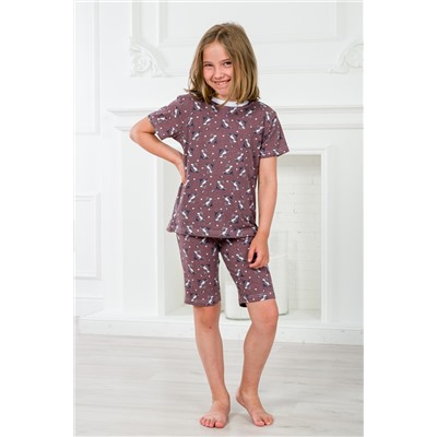 Пижама детская из футболки и бридж из кулирки Зайцы