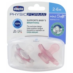Chicco Physio Forma Mini Soft 2 Sucettes Silicone 2-6 Mois