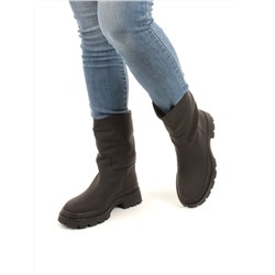 04-C186M BLACK Ботинки зимние женские (натуральная кожа (нубук) натуральный мех)