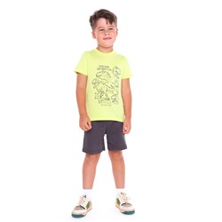 Комплект (футболка/шорты) для мальчика, цвет лайм/серый, рост 128-134 см
