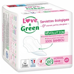 Love and Green Serviettes Hypoallerg?niques Normal 14 Serviettes