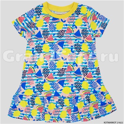 Платье для девочки с коротким рукавом "Фрукты", KotMarKot (21822)