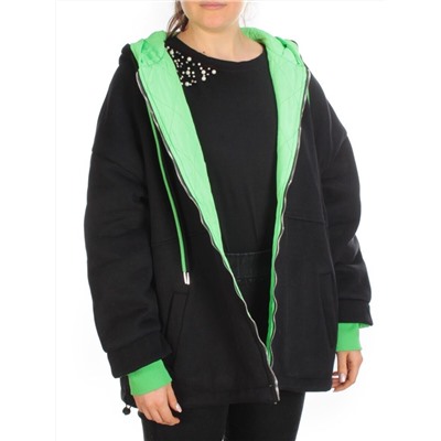 2561 BLACK/GREEN Худи женское (50 гр. синтепон)