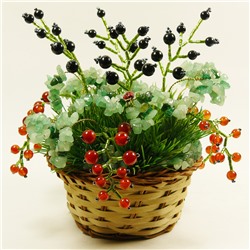 Букет смородина в корзинке - вкус жизни - из авантюрина, сердолика, агата - цветы из камня  - для ОПТовиков