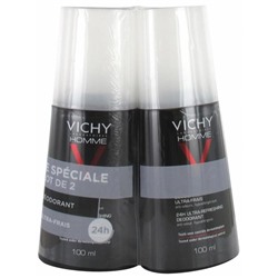 Vichy Homme D?odorant Ultra-Frais 24H Vaporisateur Lot de 2 x 100 ml