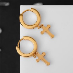 Серьги-кольца «Крестики» мини, d=1,3 см, цвет золото
