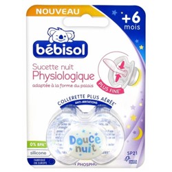 B?bisol Sucette Nuit Physiologique Silicone +6 Mois SP21