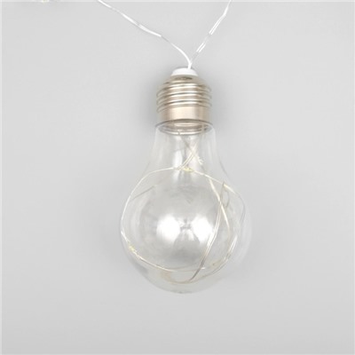 Гирлянда «Нить» 3 м с насадками «Лампочки», IP20, серебристая нить, 100 LED, свечение тёплое белое, 3.5 В