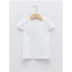 Базовая хлопковая футболка для девочек с круглым вырезом и коротким рукавом