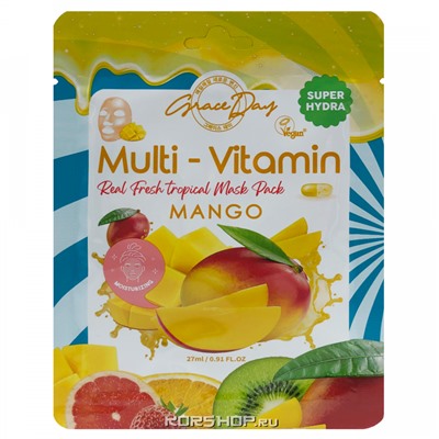 Тканевая маска для лица с экстрактом манго Multy-Vitamin Grace Day, Корея, 27 мл Акция