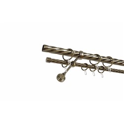Карниз металлический 2-рядный золото антик, крученая труба, ø25 мм (df-100116)