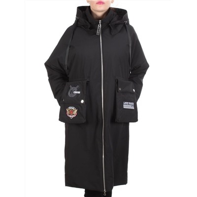 ZW-2306-C BLACK Пальто демисезонное женское (100 гр. синтепон) BLACK LEOPARD