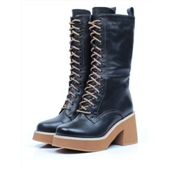 DMD-M7082 BLACK Ботинки зимние женские (натуральная кожа, натуральный мех)