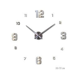 Часы аппликация 3D 50-70 см / AL005S/3 /уп 50/ серебро