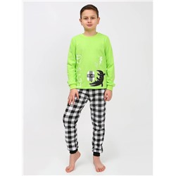 Пижама для мальчика салатовый/черная клетка