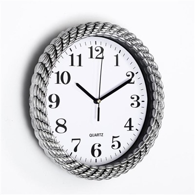 Часы настенные, серия: Классика, "Плетёнка", дискретный ход, 26 х 26 см, d-21 см
