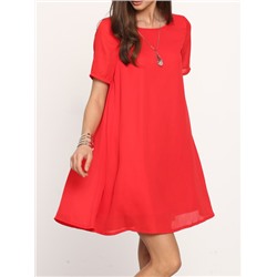 Красное платье с открытой спиной с короткими рукавами