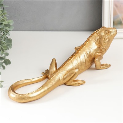 Сувенир полистоун "Золотая игуана" 11х11,5х36 см