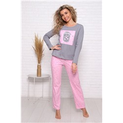 Женская пижама с брюками 57118 Серо-розовый