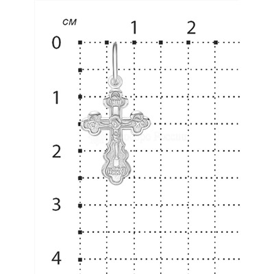 Крест из серебра родированный - 2,6 см