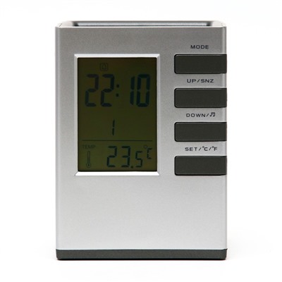 Часы-органайзер настольные электронные: будильник, термометр, календарь, гигрометр,8х10.8 см
