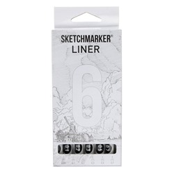 Набор ручек капиллярных Sketchmarker, 6 штук: 0.05, 0.1, 0.2, 0.3, 0.5, 0.7, черный