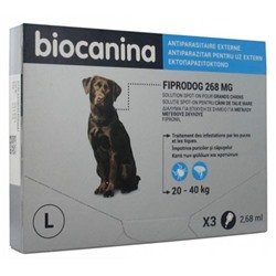 Biocanina Fiprodog 268 mg Solution Spot-On Grands Chiens 3 Pipettes de 2,68 ml