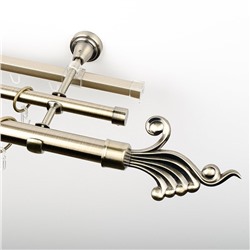 Карниз металлический стыкованный c наконечниками "Верди", 3-рядный, золото антик, гладкая труба, ø 25 мм (kn-713)