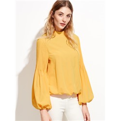 Жёлтая модная блуза. рукав-фонарик