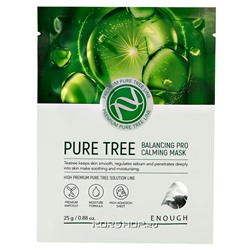 Тканевая маска для лица с экстрактом чайного дерева Pure Tree Balancing PRO Calming Mask Enough, Корея, 25 г Акция