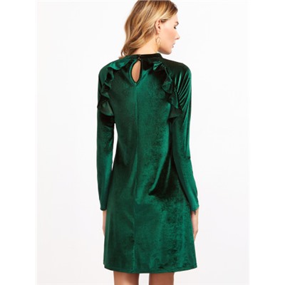 зелёное бархатное платье