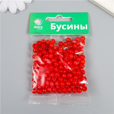 Набор пластиковых бусин "Астра" 6 мм, 20 гр (170+/-10шт), красный