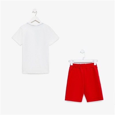Комплект для мальчика (футболка, шорты), цвет белый/красный МИКС, рост 146-152 см