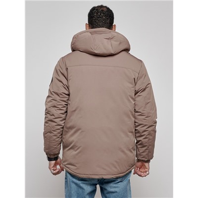 Куртка мужская зимняя с капюшоном молодежная коричневого цвета 88917K