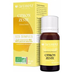 Argiletz Huile Essentielle au Citron Zeste (Citrus limon) Bio 10 ml