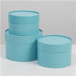 Набор шляпных коробок 3 в 1 голубой, 16 х 10, 14 х 9, 13 х 8,5 см