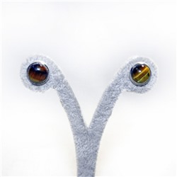 Серьги-гвоздики со вставкой из тигрового глаза, диаметр 10 мм - для ОПТовиков
