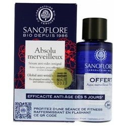 Sanoflore Absolu Merveilleux S?rum Anti-Rides Int?gral Bio 30 ml + Aqua Merveilleuse Peeling Botanique Bio 50 ml Offerte