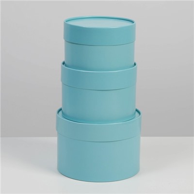 Набор шляпных коробок 3 в 1 голубой, 16 х 10, 14 х 9, 13 х 8,5 см