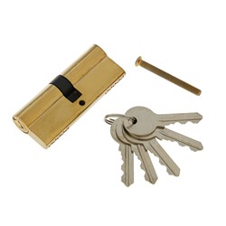 Цилиндровый механизм, 80 мм, английский ключ, 5 ключей, цвет золото